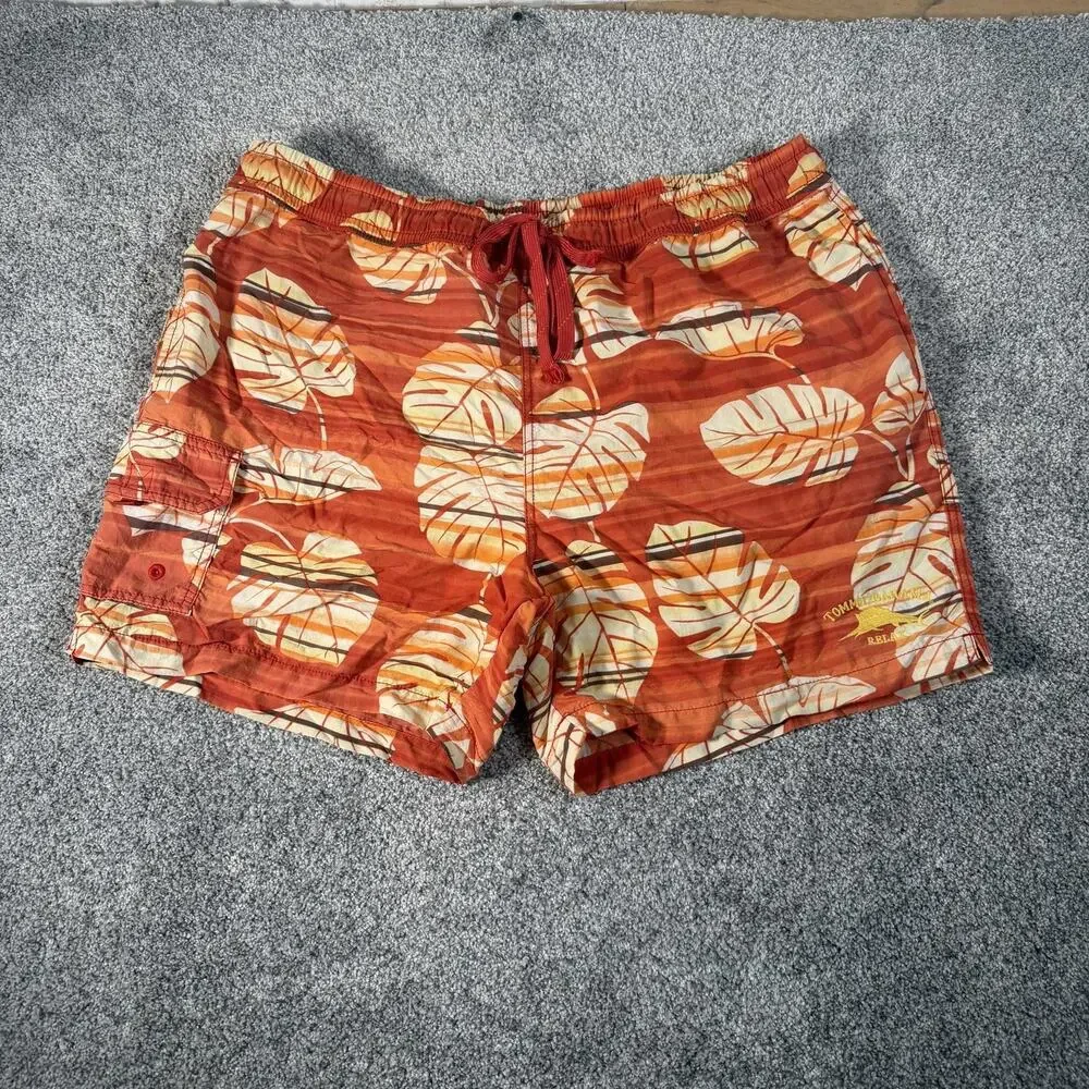 Tommy Bahama Swim Trunks XL Tropical Monstera Leaf Beach Preppy Resortcore
